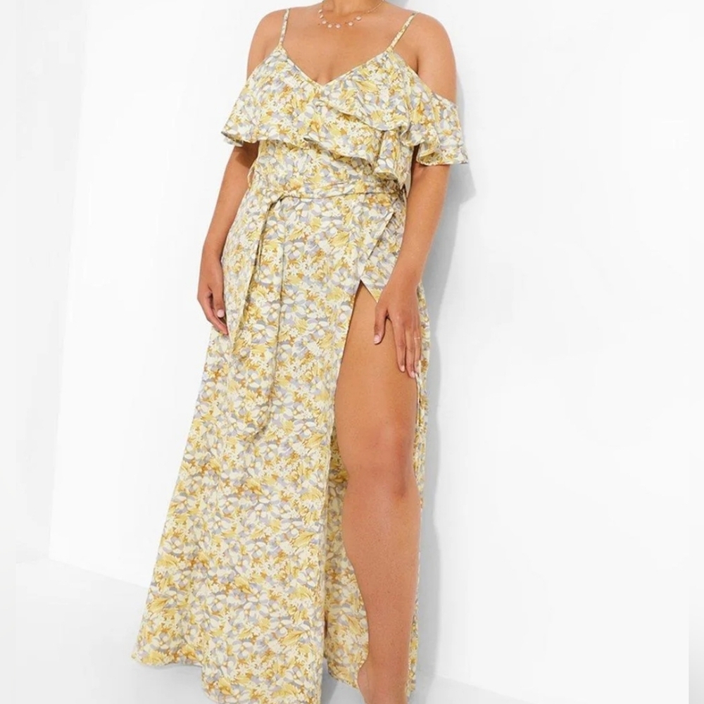 Floral Cold Shoulder Maxi Dress